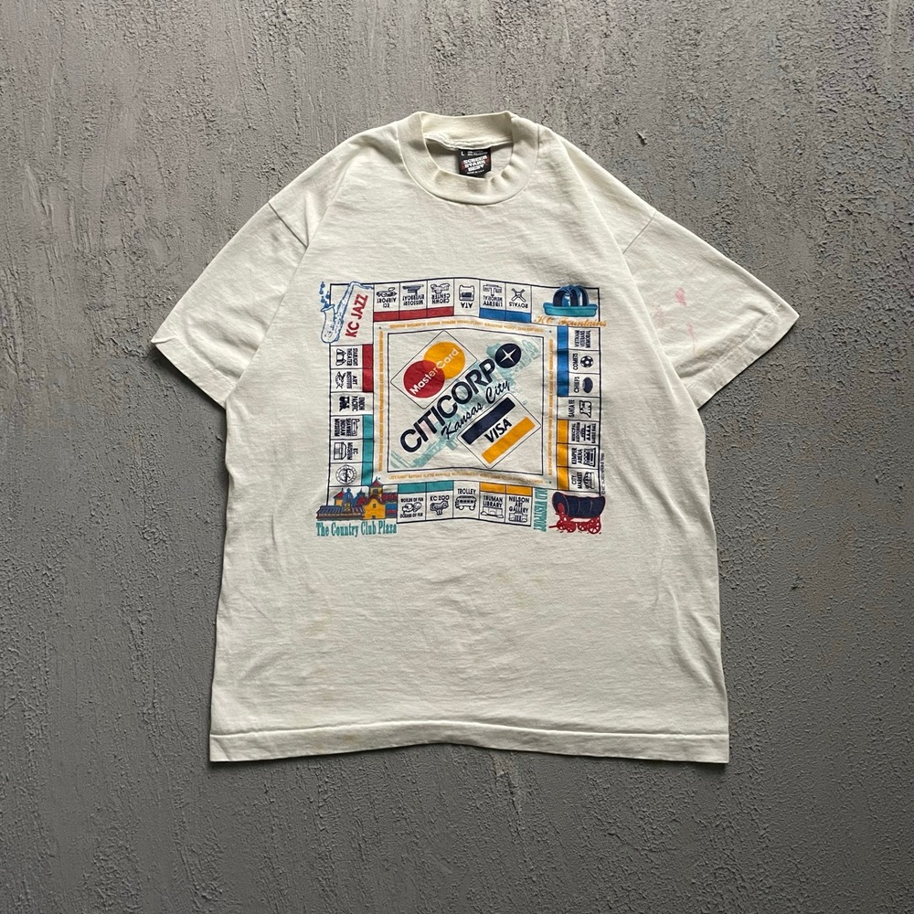 Vintage Citicorp Kansas City Monopoly T Shirt Mens Large White 80s